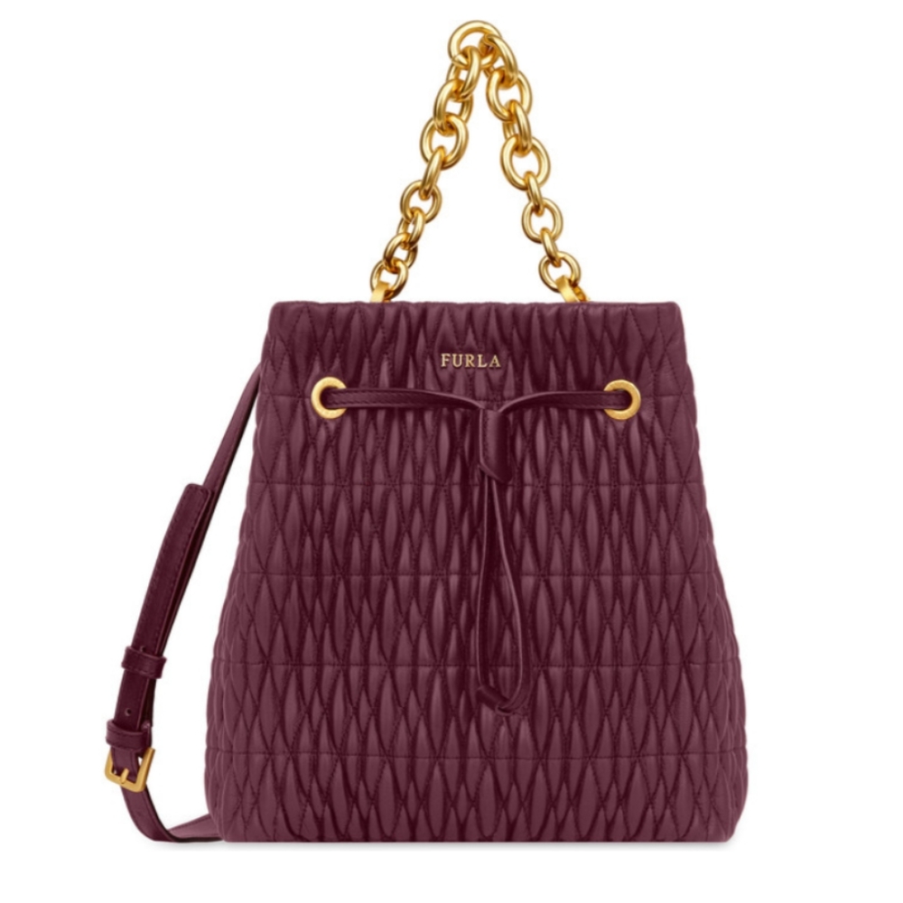 Furla Italy Stacy Cometa Drawstring Bucket Bag
